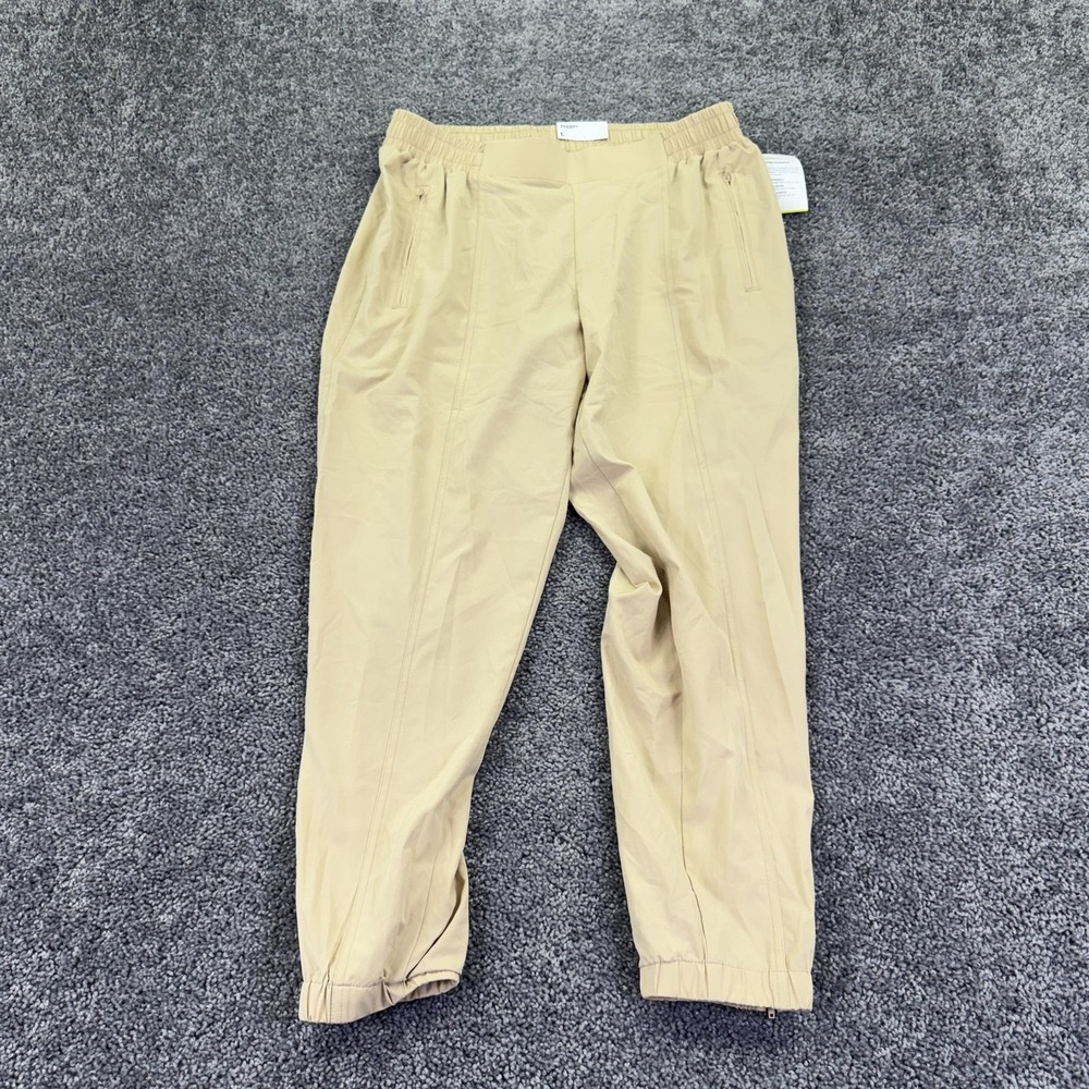 Old Navy Active Jogger Pants Womens L Beige StretchTech Mid Rise Zip Pockets